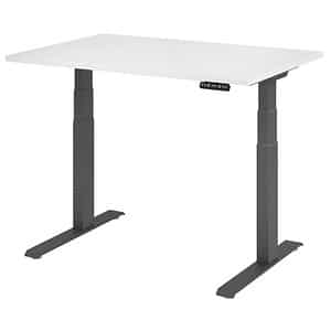 HAMMERBACHER XDKB12 höhenverstellbarer Schreibtisch weiß rechteckig C-Fuß-Gestell grau 120