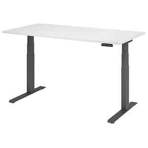 HAMMERBACHER XDKB16 höhenverstellbarer Schreibtisch weiß rechteckig C-Fuß-Gestell grau 160