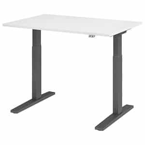 HAMMERBACHER XMKA12 höhenverstellbarer Schreibtisch weiß rechteckig C-Fuß-Gestell grau 120