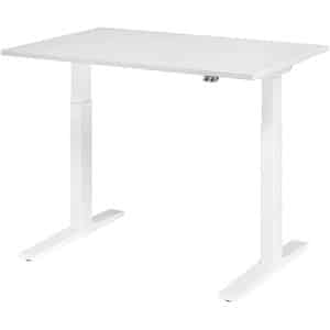 HAMMERBACHER XMKA12 höhenverstellbarer Schreibtisch weiß rechteckig C-Fuß-Gestell weiß 120