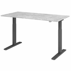 HAMMERBACHER XMKA16 höhenverstellbarer Schreibtisch beton rechteckig C-Fuß-Gestell grau 160