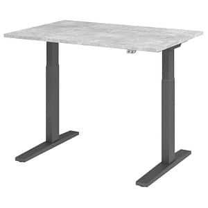 HAMMERBACHER XMKA12 höhenverstellbarer Schreibtisch beton rechteckig C-Fuß-Gestell grau 120