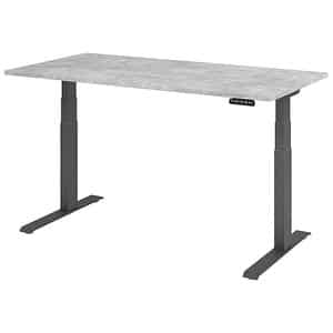 HAMMERBACHER XDKB16 höhenverstellbarer Schreibtisch beton rechteckig C-Fuß-Gestell grau 160