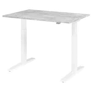 HAMMERBACHER XMKA12 höhenverstellbarer Schreibtisch beton rechteckig C-Fuß-Gestell weiß 120