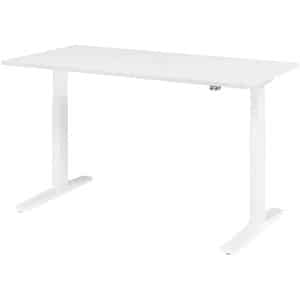 HAMMERBACHER XMKA16 höhenverstellbarer Schreibtisch weiß rechteckig C-Fuß-Gestell weiß 160