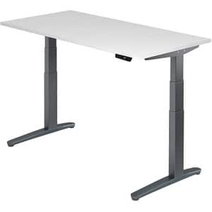HAMMERBACHER XBHM16 höhenverstellbarer Schreibtisch weiß rechteckig C-Fuß-Gestell grau 160