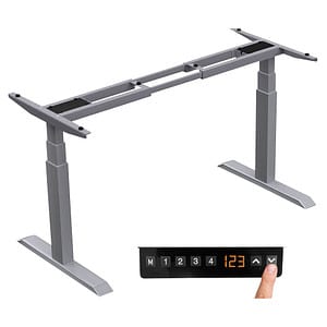 LMG höhenverstellbares Schreibtischgestell silber ohne Tischplatte T-Fuß-Gestell silber 130