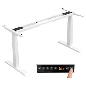 LMG höhenverstellbares Schreibtischgestell weiß ohne Tischplatte T-Fuß-Gestell weiß 130