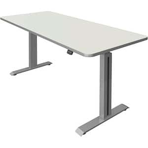 Kerkmann Move 1 Style höhenverstellbarer Schreibtisch weiß rechteckig T-Fuß-Gestell silber 180