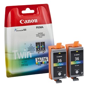 2 Canon CLI-36 Twin-Pack color Tintenpatronen