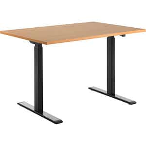 Topstar E-Table höhenverstellbarer Schreibtisch buche rechteckig T-Fuß-Gestell schwarz 120