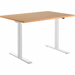 Topstar E-Table höhenverstellbarer Schreibtisch buche rechteckig T-Fuß-Gestell weiß 120