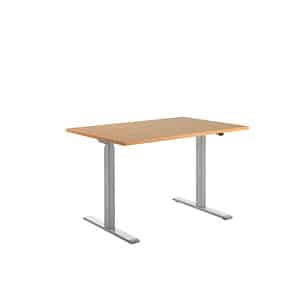 Topstar E-Table höhenverstellbarer Schreibtisch buche rechteckig T-Fuß-Gestell grau 120