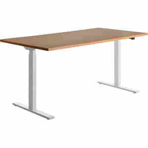 Topstar E-Table höhenverstellbarer Schreibtisch buche rechteckig T-Fuß-Gestell weiß 160