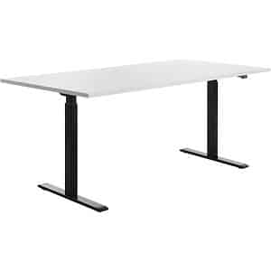 Topstar E-Table höhenverstellbarer Schreibtisch weiß rechteckig T-Fuß-Gestell schwarz 180