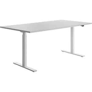 Topstar E-Table höhenverstellbarer Schreibtisch lichtgrau rechteckig T-Fuß-Gestell weiß 180