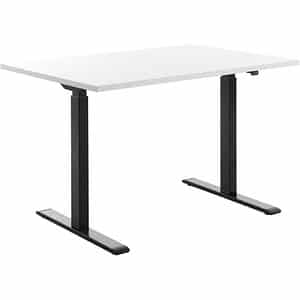 Topstar E-Table höhenverstellbarer Schreibtisch weiß rechteckig T-Fuß-Gestell schwarz 120