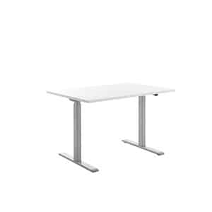 Topstar E-Table höhenverstellbarer Schreibtisch weiß rechteckig T-Fuß-Gestell grau 120