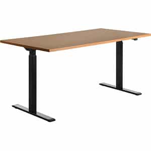 Topstar E-Table höhenverstellbarer Schreibtisch buche rechteckig T-Fuß-Gestell schwarz 160