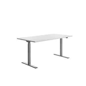Topstar E-Table höhenverstellbarer Schreibtisch weiß rechteckig T-Fuß-Gestell grau 160