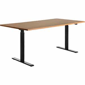 Topstar E-Table höhenverstellbarer Schreibtisch buche rechteckig T-Fuß-Gestell schwarz 180