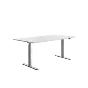Topstar E-Table höhenverstellbarer Schreibtisch weiß rechteckig T-Fuß-Gestell grau 180