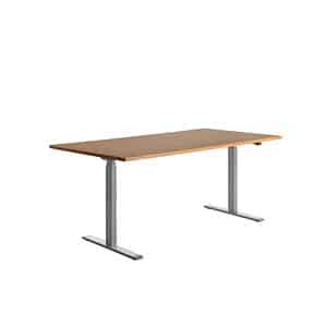 Topstar E-Table höhenverstellbarer Schreibtisch buche rechteckig T-Fuß-Gestell grau 180