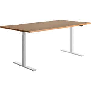 Topstar E-Table höhenverstellbarer Schreibtisch buche rechteckig T-Fuß-Gestell weiß 180