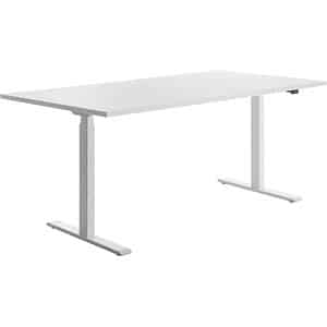 Topstar E-Table höhenverstellbarer Schreibtisch weiß rechteckig T-Fuß-Gestell weiß 180