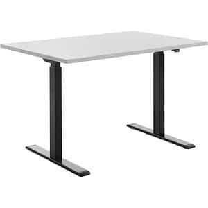 Topstar E-Table höhenverstellbarer Schreibtisch lichtgrau rechteckig T-Fuß-Gestell schwarz 120