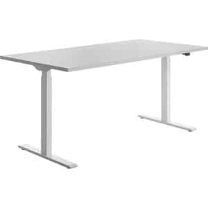 Topstar E-Table höhenverstellbarer Schreibtisch lichtgrau rechteckig T-Fuß-Gestell weiß 160