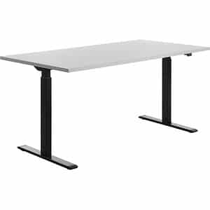 Topstar E-Table höhenverstellbarer Schreibtisch lichtgrau rechteckig T-Fuß-Gestell schwarz 160