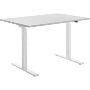Topstar E-Table höhenverstellbarer Schreibtisch lichtgrau rechteckig T-Fuß-Gestell weiß 120