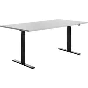 Topstar E-Table höhenverstellbarer Schreibtisch lichtgrau rechteckig T-Fuß-Gestell schwarz 180