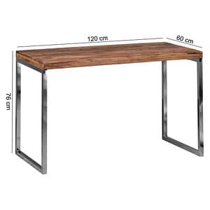 WOHNLING Schreibtisch braun rechteckig Kufen-Gestell chrom 120