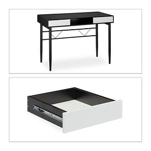 relaxdays Schreibtisch schwarz/weiß rechteckig 4-Fuß-Gestell schwarz 110