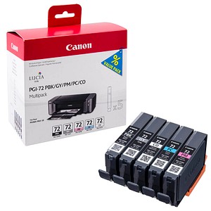 5 Canon PGI-72 PBK/GY/PM/PC/CO schwarz