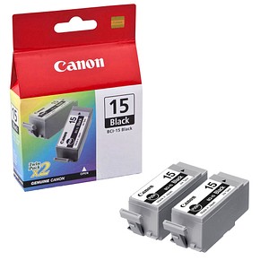 2 Canon 2x BCI-15 BK schwarz Tintenpatronen