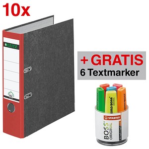 AKTION: 10 LEITZ 1080 Ordner rot marmoriert Karton 8