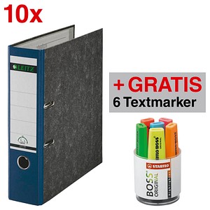 AKTION: 10 LEITZ 1080 Ordner blau marmoriert Karton 8