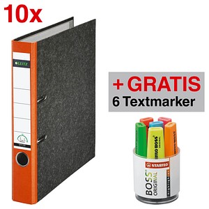 AKTION: 10 LEITZ 1050 Ordner orange marmoriert Karton 5