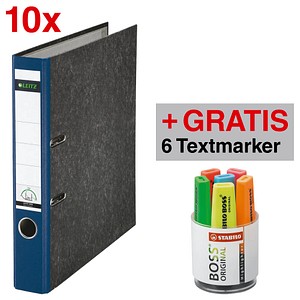 AKTION: 10 LEITZ 1050 Ordner blau marmoriert Karton 5