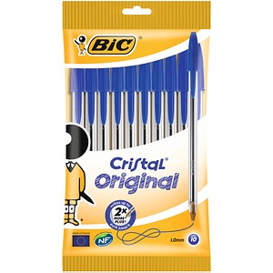 10 BIC Kugelschreiber Cristal Original transparent Schreibfarbe blau