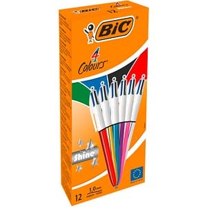 12 BIC 4-Farben-Kugelschreiber 4 Colours Shine farbsortiert Schreibfarbe farbsortiert