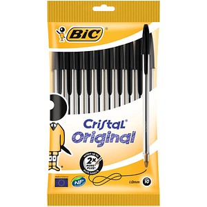 10 BIC Kugelschreiber Cristal Original transparent Schreibfarbe schwarz