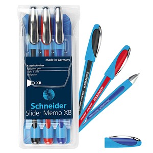 3 Schneider Kugelschreiber Slider Memo farbsortiert Schreibfarbe farbsortiert