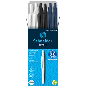 6 Schneider Kugelschreiber Reco farbsortiert Schreibfarbe blau