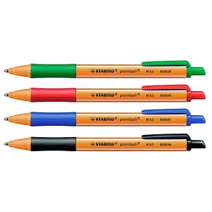 4 STABILO Kugelschreiber pointball orange Schreibfarbe farbsortiert