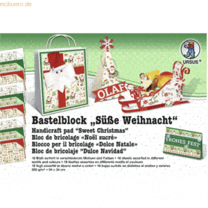 5 x Ludwig Bähr Bastelblock Süße Weihnacht 24x34cm 300g/qm VE=18 Batt