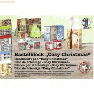 5 x Ludwig Bähr Bastelblock Cosy Christmas 300g/qm 24x34cm VE=16 Blatt